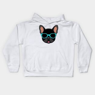 Black French Bulldog in Blue Shades Frenchie Dog Kids Hoodie